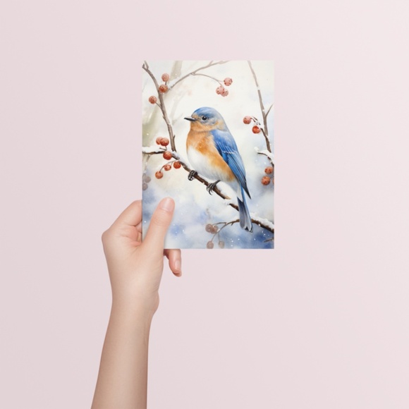 Eastern Bluebird Wall Art Print Poster Unframed - Watercolor Animal Print - Picture 5 of 5